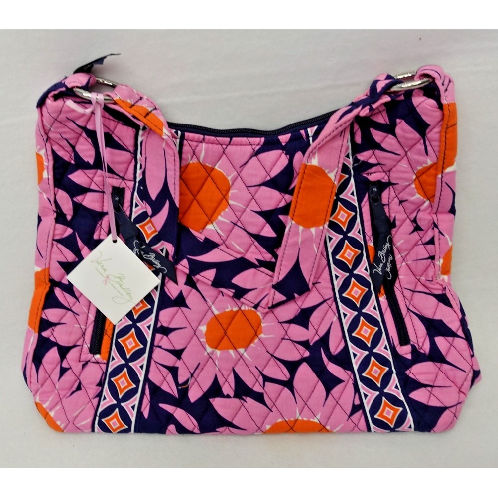 VERA BRADLEY Tote Purse Bag Lisa B LOVES ME Pattern Sunflowers Pink NEW